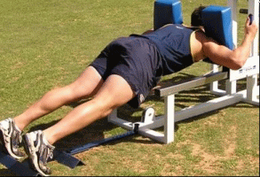 Waratah rugby player Tom Carter in fully extended position of MyoQuip MyoTruk